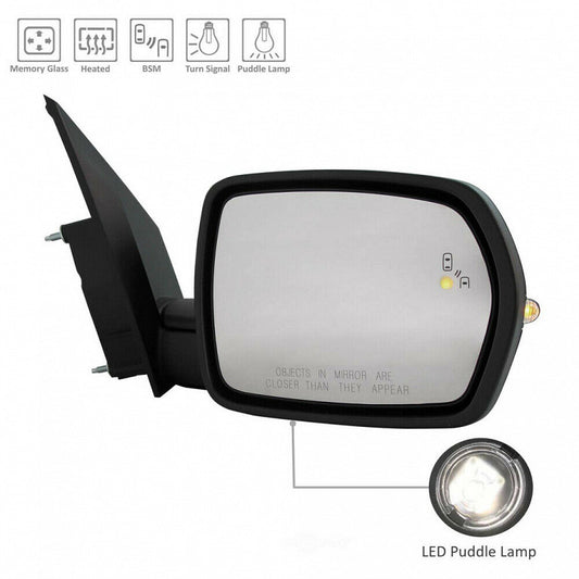 Door Mirror Passenger Side Power Ptm Htd With Blind Spot/Memory/Puddle Lamp/Signal For Ford - FO1321621