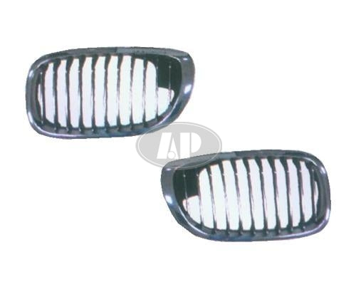 Grille Driver Side Chrome/Black [11 Black Vertical Bars With Chrome Face Surrounded By Chrome Frontame] For Bmw - BM1200156