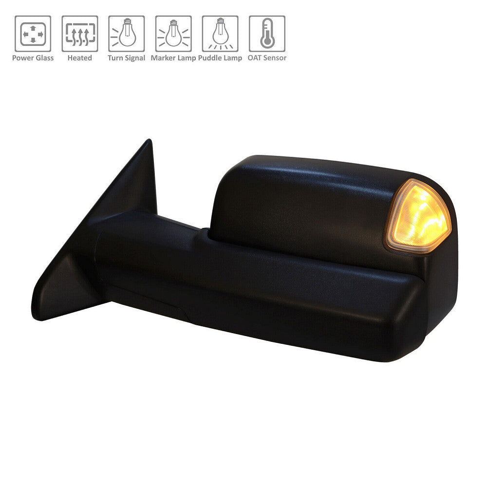 Door Mirror Driver Side Power Htd Textured With Marker Lamp/Puddle Lamp/Signal/Spotter/Sensor For Ram - CH1320505